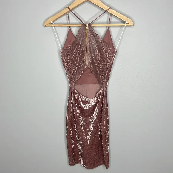 G by guess velvet mini dress in mauve women’s size XS - Picture 5 of 8